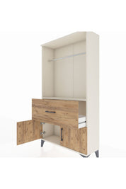 Arges Dolap Tek Raflı Tek Çekmeceli Tek Askılı 88x30x163 Aytaşı-Çam