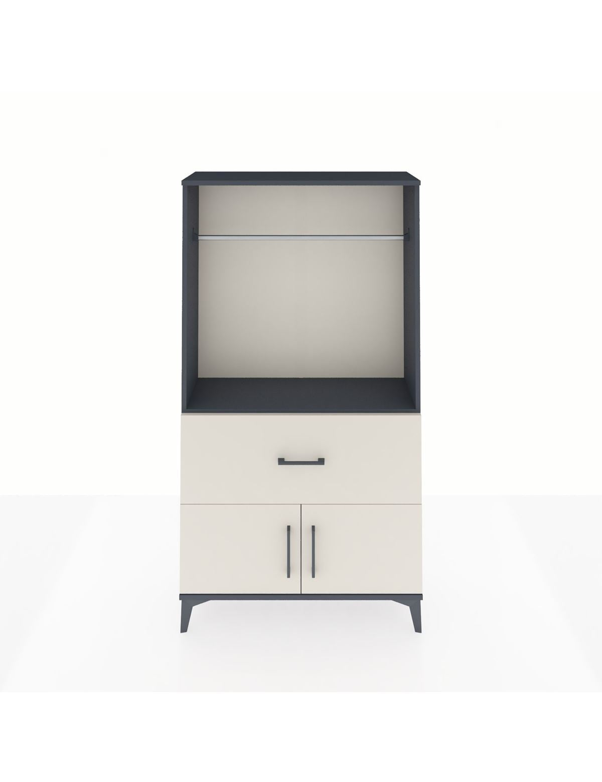 Arges Dolap Tek Raflı Tek Çekmeceli Tek Askılı 88x30x163 Antrasit-Aytaşı