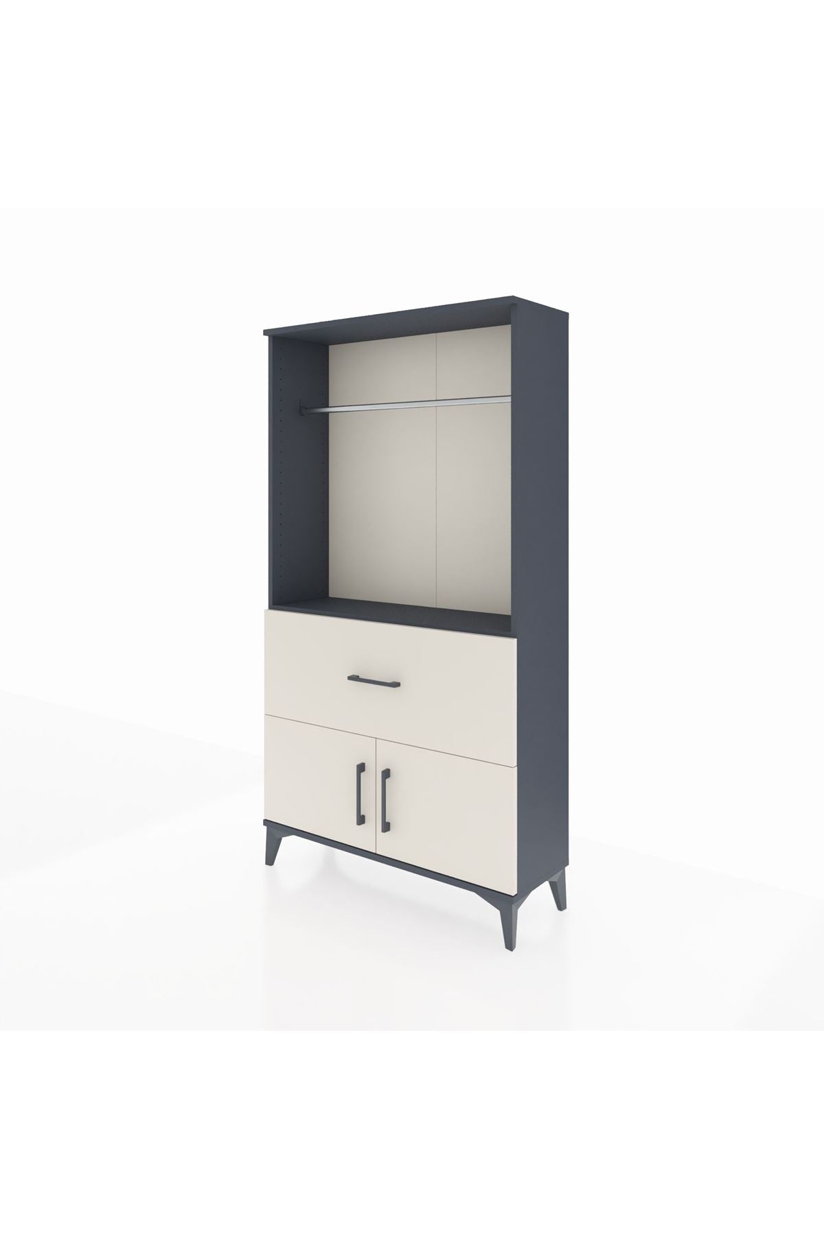 Arges Dolap Tek Raflı Tek Çekmeceli Tek Askılı 88x30x163 Antrasit-Aytaşı