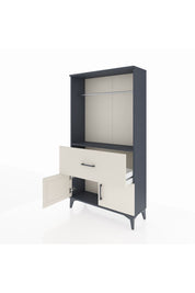 Arges Dolap Tek Raflı Tek Çekmeceli Tek Askılı 88x30x163 Antrasit-Aytaşı