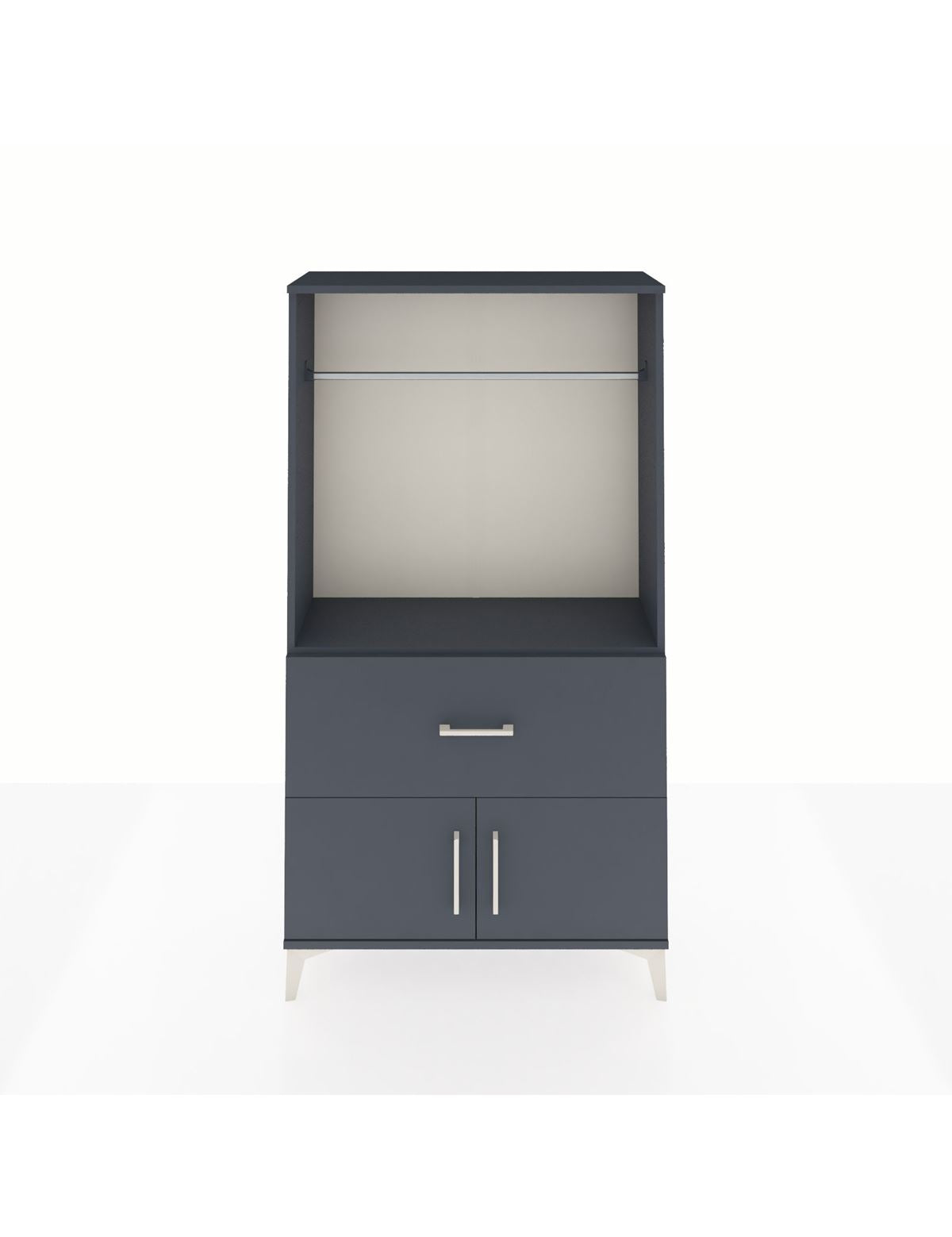 Arges Dolap Tek Raflı Tek Çekmeceli Tek Askılı 88x30x163 Antrasit-Antrasit