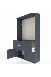 Arges Dolap Tek Raflı Tek Çekmeceli Tek Askılı 88x30x163 Antrasit-Antrasit