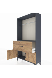 Arges Dolap Tek Raflı Tek Çekmeceli Tek Askılı 88x30x163 Antrasit-Çam