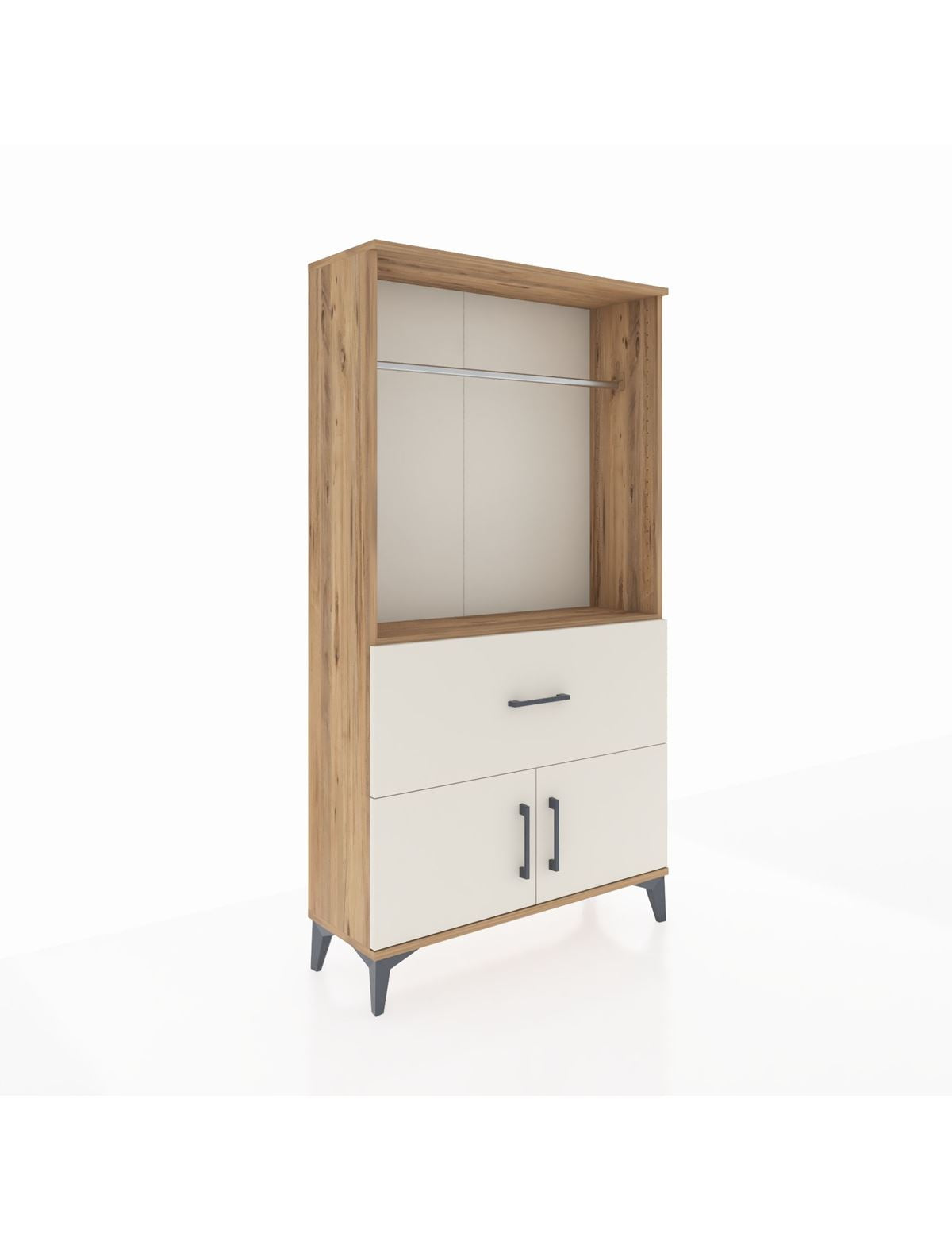 Arges Dolap Tek Raflı Tek Çekmeceli Tek Askılı 88x30x163 Çam-Aytaşı