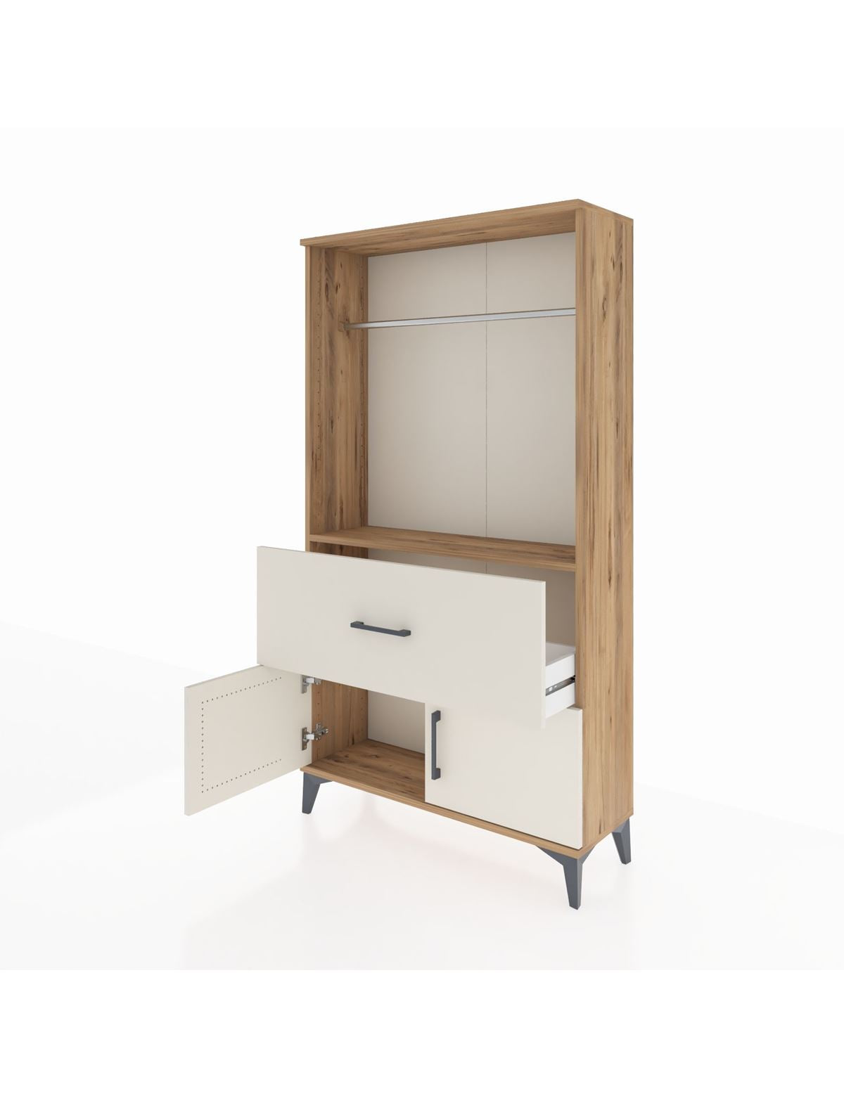 Arges Dolap Tek Raflı Tek Çekmeceli Tek Askılı 88x30x163 - S21M110V7A