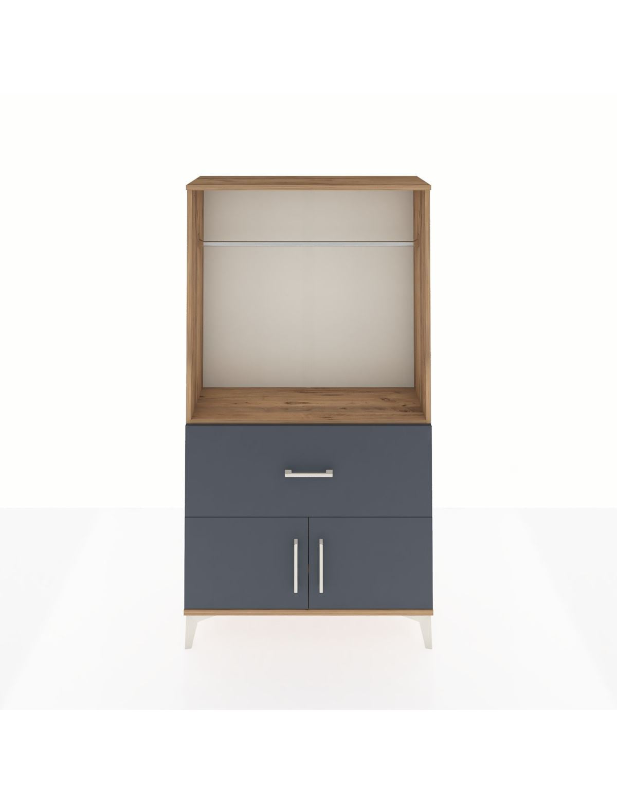 Arges Dolap Tek Raflı Tek Çekmeceli Tek Askılı 88x30x163 Çam-Antrasit