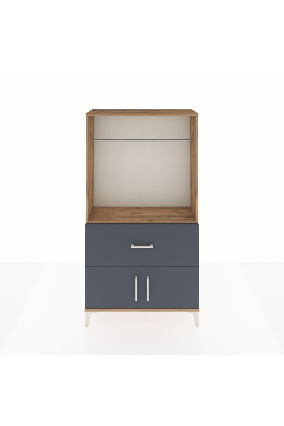 Arges Dolap Tek Raflı Tek Çekmeceli Tek Askılı 88x30x163 Çam-Antrasit