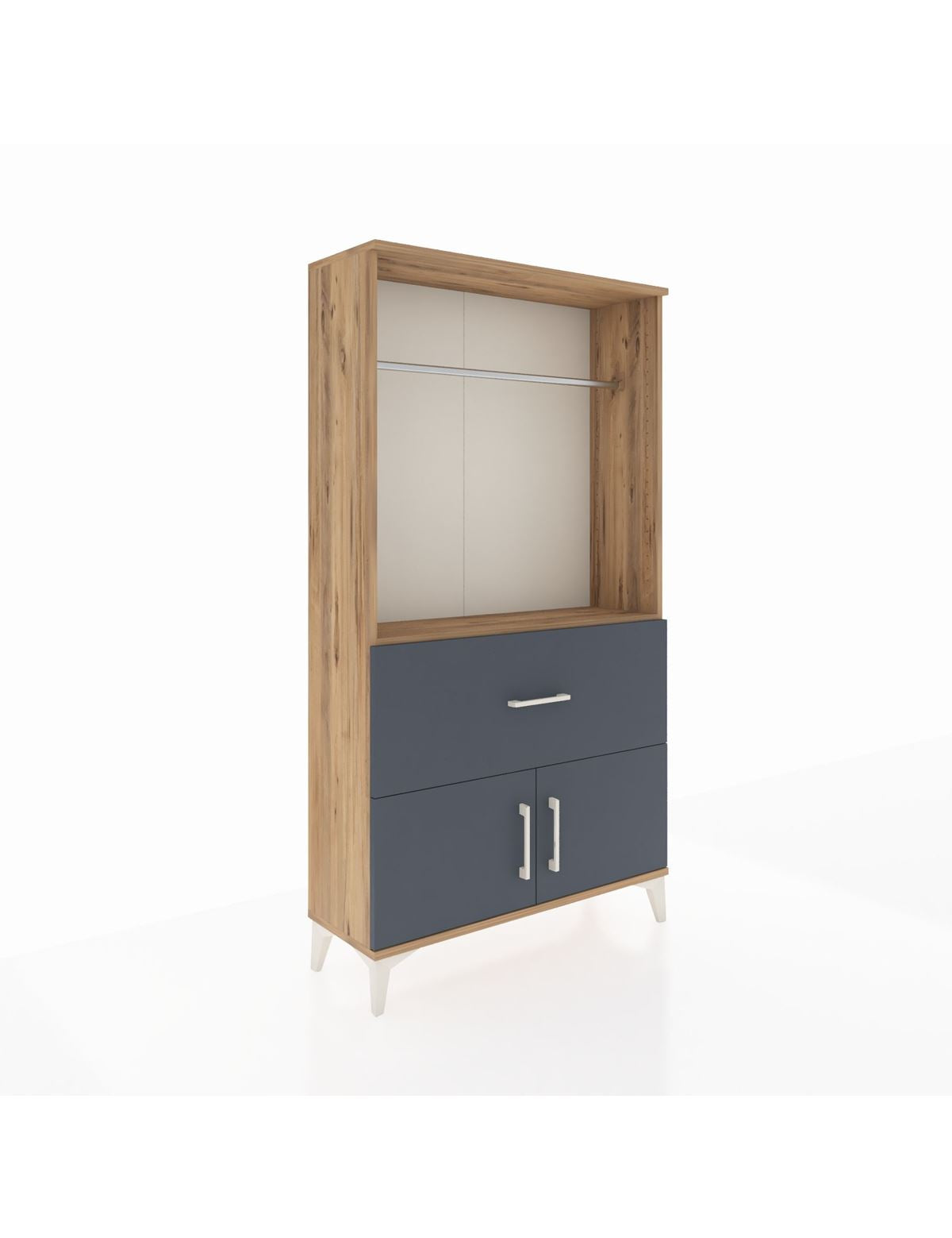 Arges Dolap Tek Raflı Tek Çekmeceli Tek Askılı 88x30x163 Çam-Antrasit