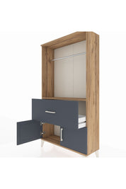 Arges Dolap Tek Raflı Tek Çekmeceli Tek Askılı 88x30x163 Çam-Antrasit