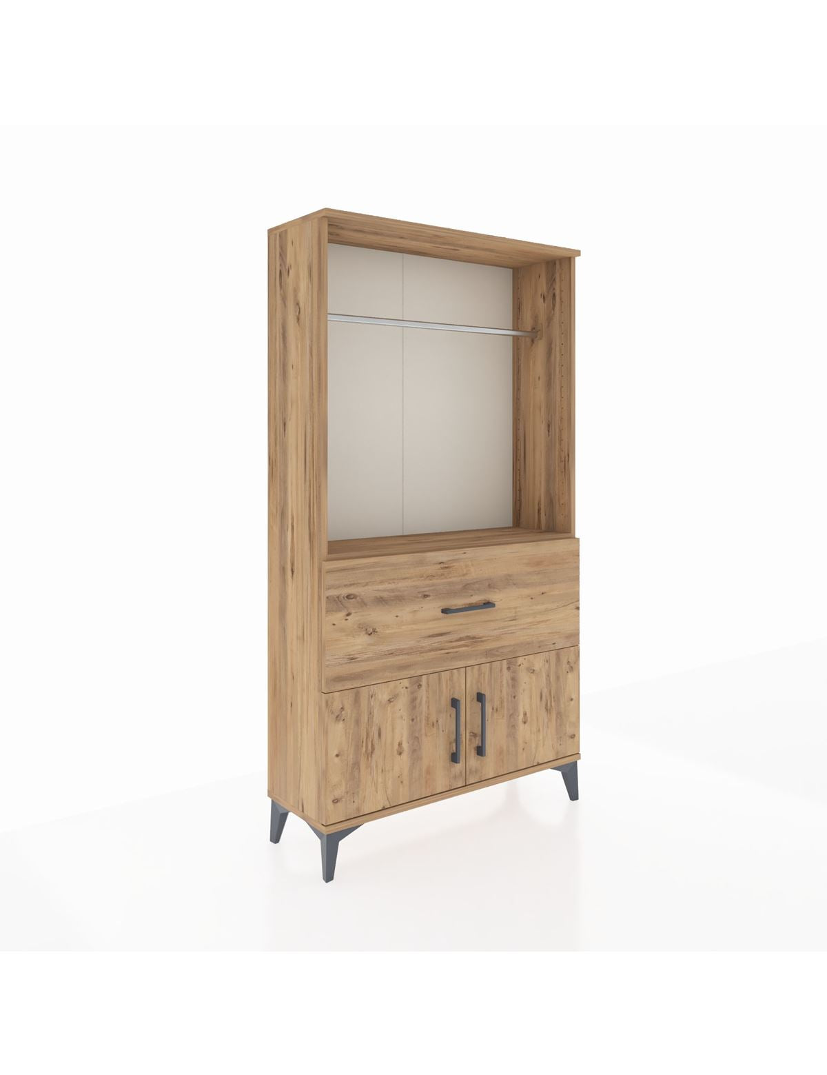 Arges Dolap Tek Raflı Tek Çekmeceli Tek Askılı 88x30x163 Çam-Çam