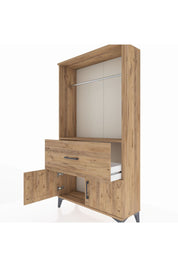 Arges Dolap Tek Raflı Tek Çekmeceli Tek Askılı 88x30x163 Çam-Çam