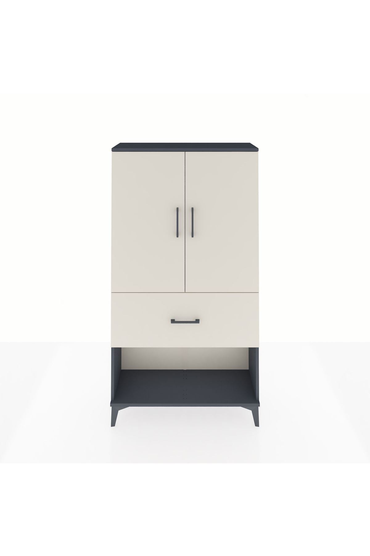 Arges Dolap Tek Raflı Tek Çekmeceli Tek Askılı 88x30x163 Antrasit-Aytaşı