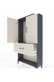 Arges Dolap Tek Raflı Tek Çekmeceli Tek Askılı 88x30x163 Antrasit-Aytaşı