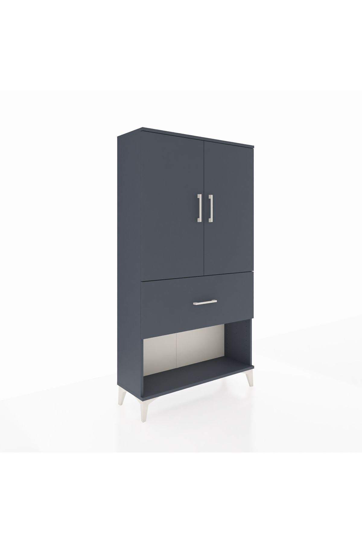 Arges Dolap Tek Raflı Tek Çekmeceli Tek Askılı 88x30x163 Antrasit-Antrasit