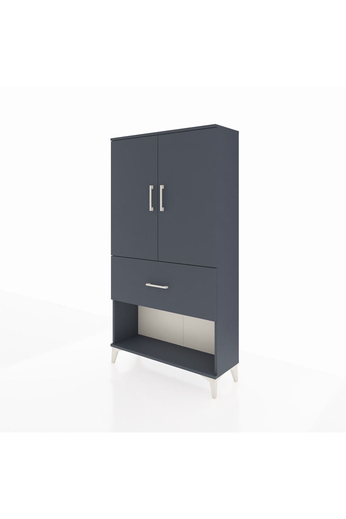 Arges Dolap Tek Raflı Tek Çekmeceli Tek Askılı 88x30x163 Antrasit-Antrasit