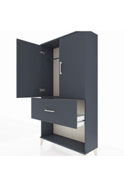 Arges Dolap Tek Raflı Tek Çekmeceli Tek Askılı 88x30x163 Antrasit-Antrasit