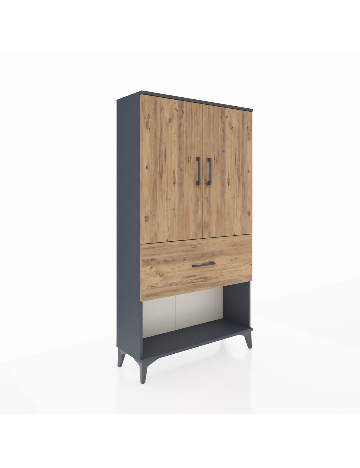 Arges Dolap Tek Raflı Tek Çekmeceli Tek Askılı 88x30x163 Antrasit-Çam