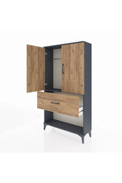 Arges Dolap Tek Raflı Tek Çekmeceli Tek Askılı 88x30x163 Antrasit-Çam