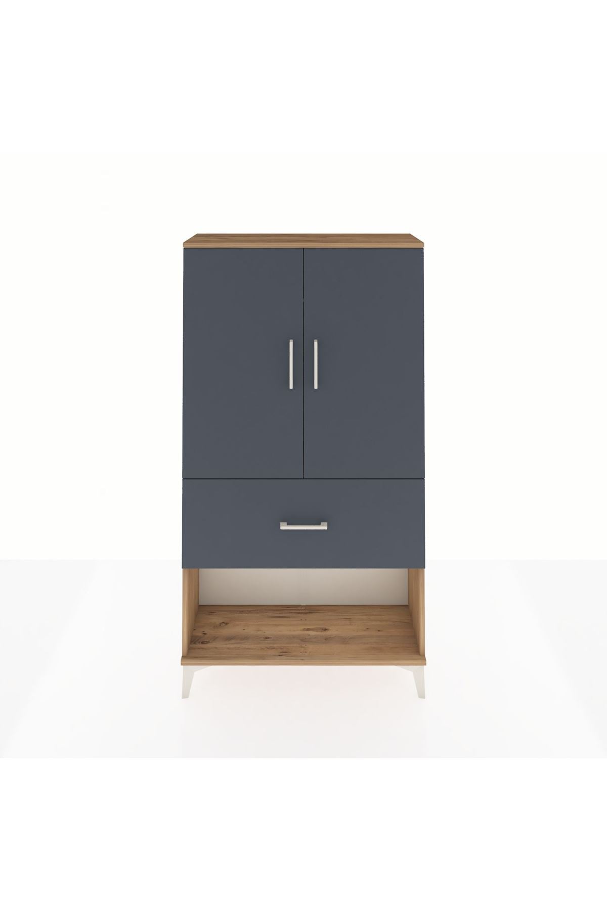 Arges Dolap Tek Raflı Tek Çekmeceli Tek Askılı 88x30x163 Çam-Antrasit