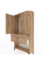 Arges Dolap Tek Raflı Tek Çekmeceli Tek Askılı 88x30x163 Çam-Çam