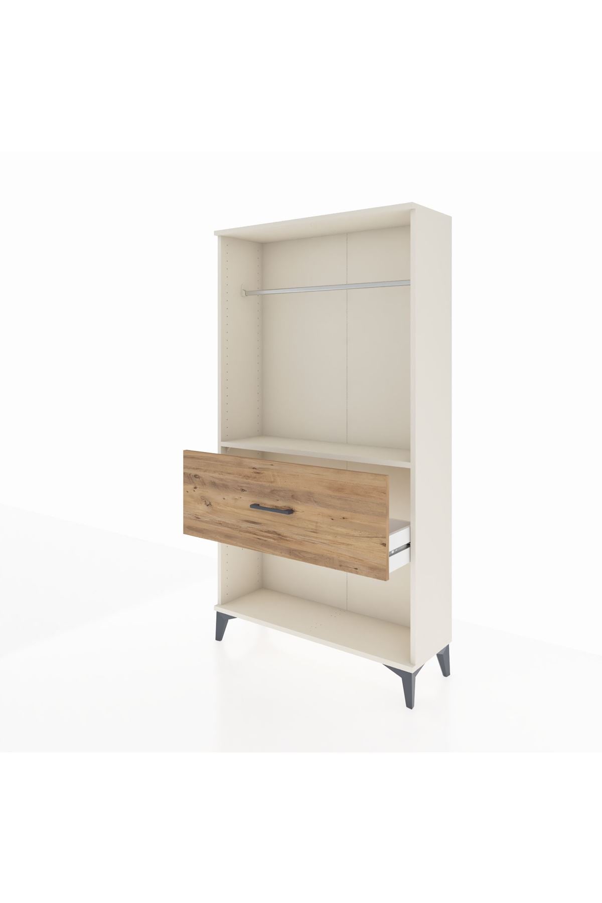 Arges Dolap Tek Raflı Tek Çekmeceli Tek Askılı 88x30x163 Aytaşı-Çam
