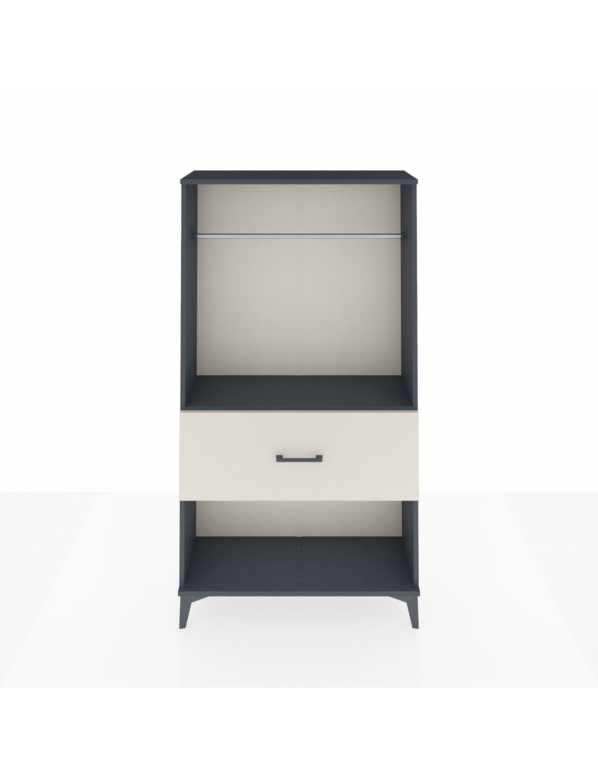 Arges Dolap Tek Raflı Tek Çekmeceli Tek Askılı 88x30x163 Antrasit-Aytaşı