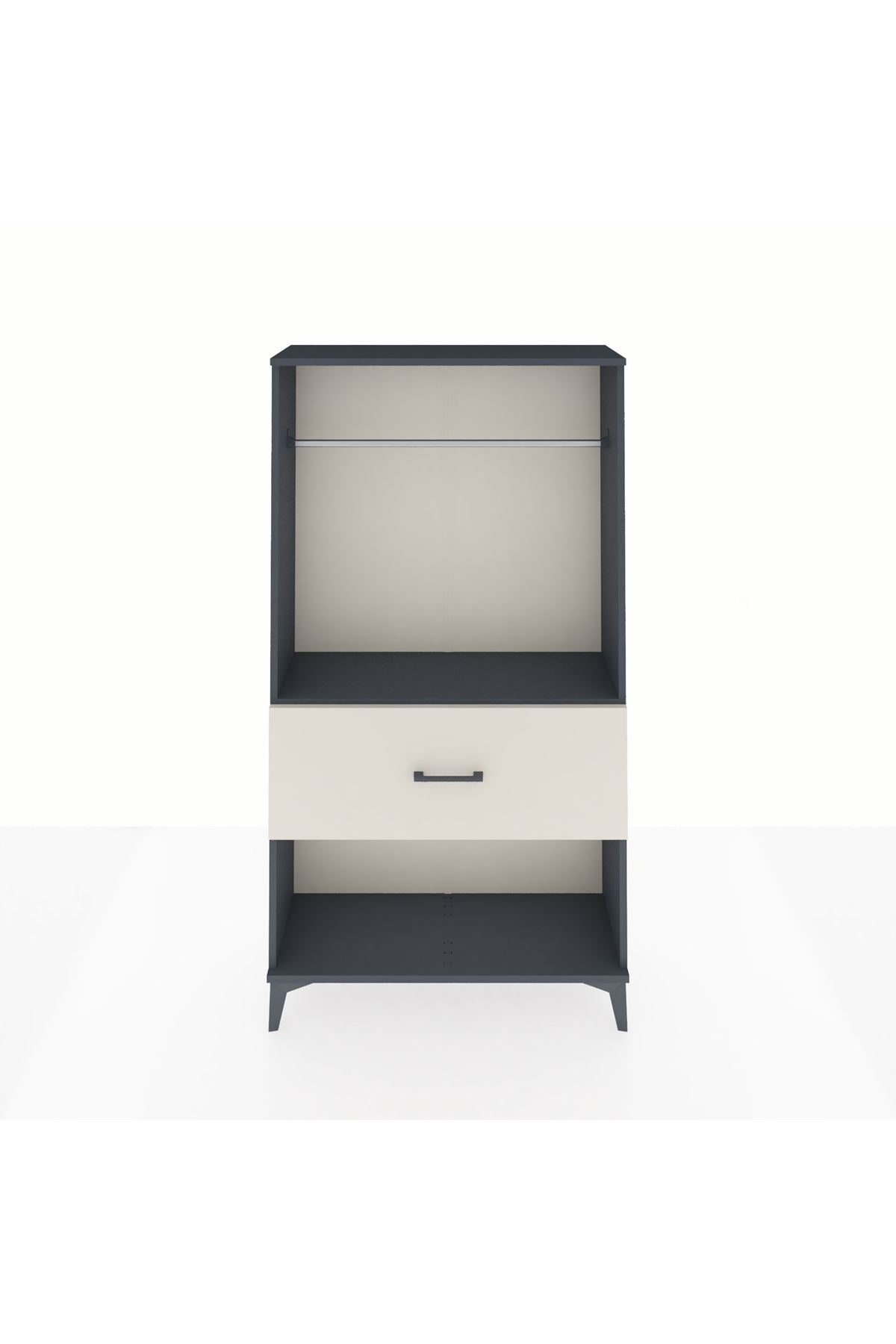 Arges Dolap Tek Raflı Tek Çekmeceli Tek Askılı 88x30x163 Antrasit-Aytaşı