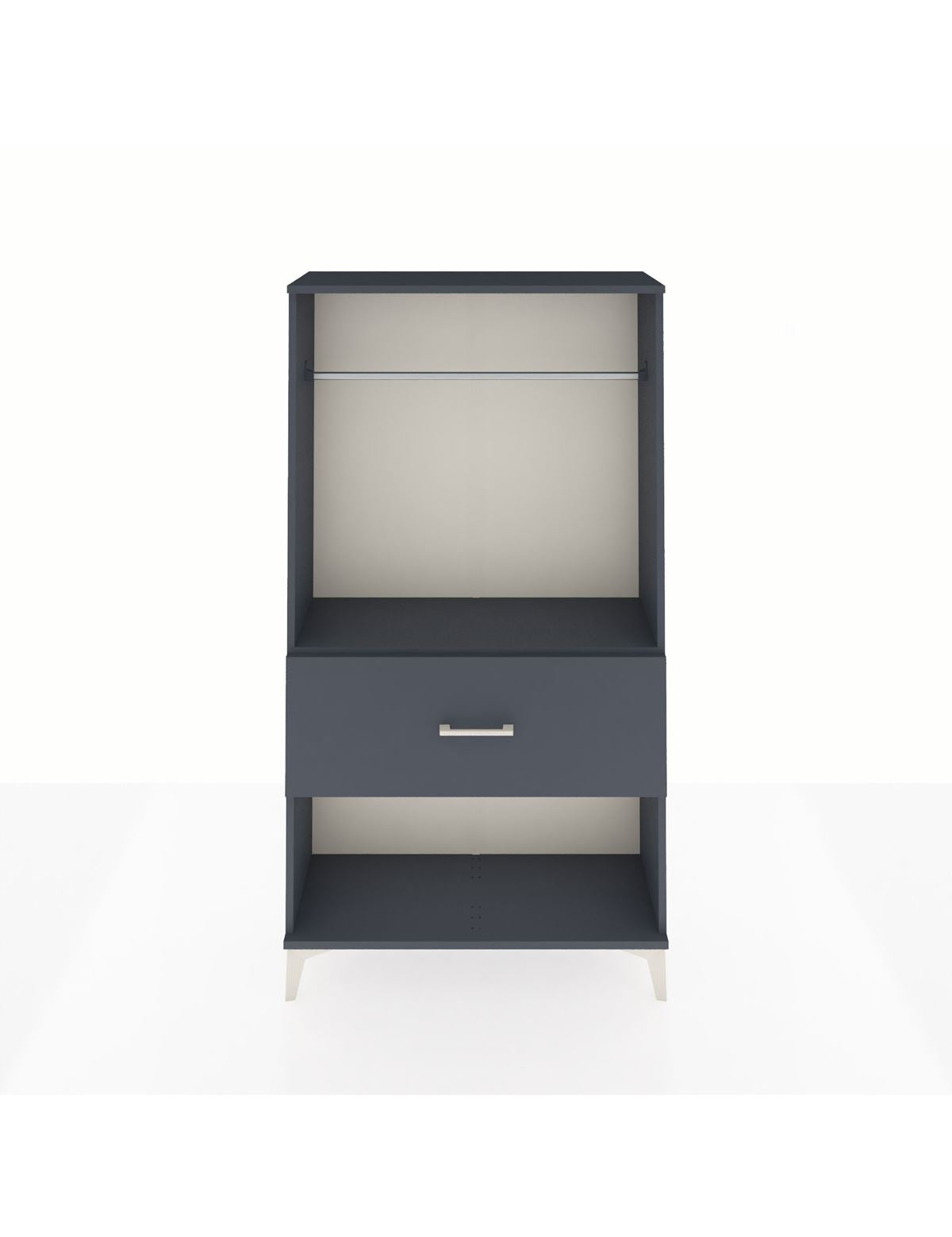 Arges Dolap Tek Raflı Tek Çekmeceli Tek Askılı 88x30x163 Antrasit-Antrasit