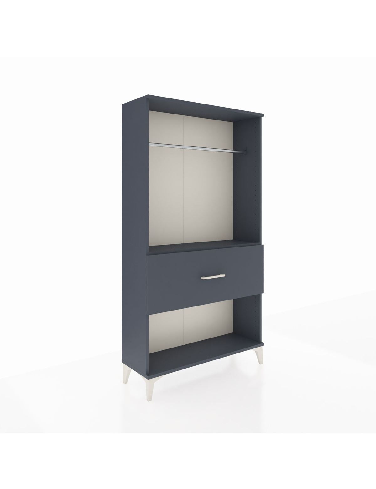 Arges Dolap Tek Raflı Tek Çekmeceli Tek Askılı 88x30x163 Antrasit-Antrasit