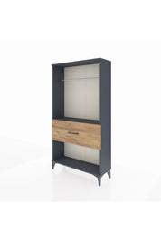 Arges Dolap Tek Raflı Tek Çekmeceli Tek Askılı 88x30x163 Antrasit-Çam