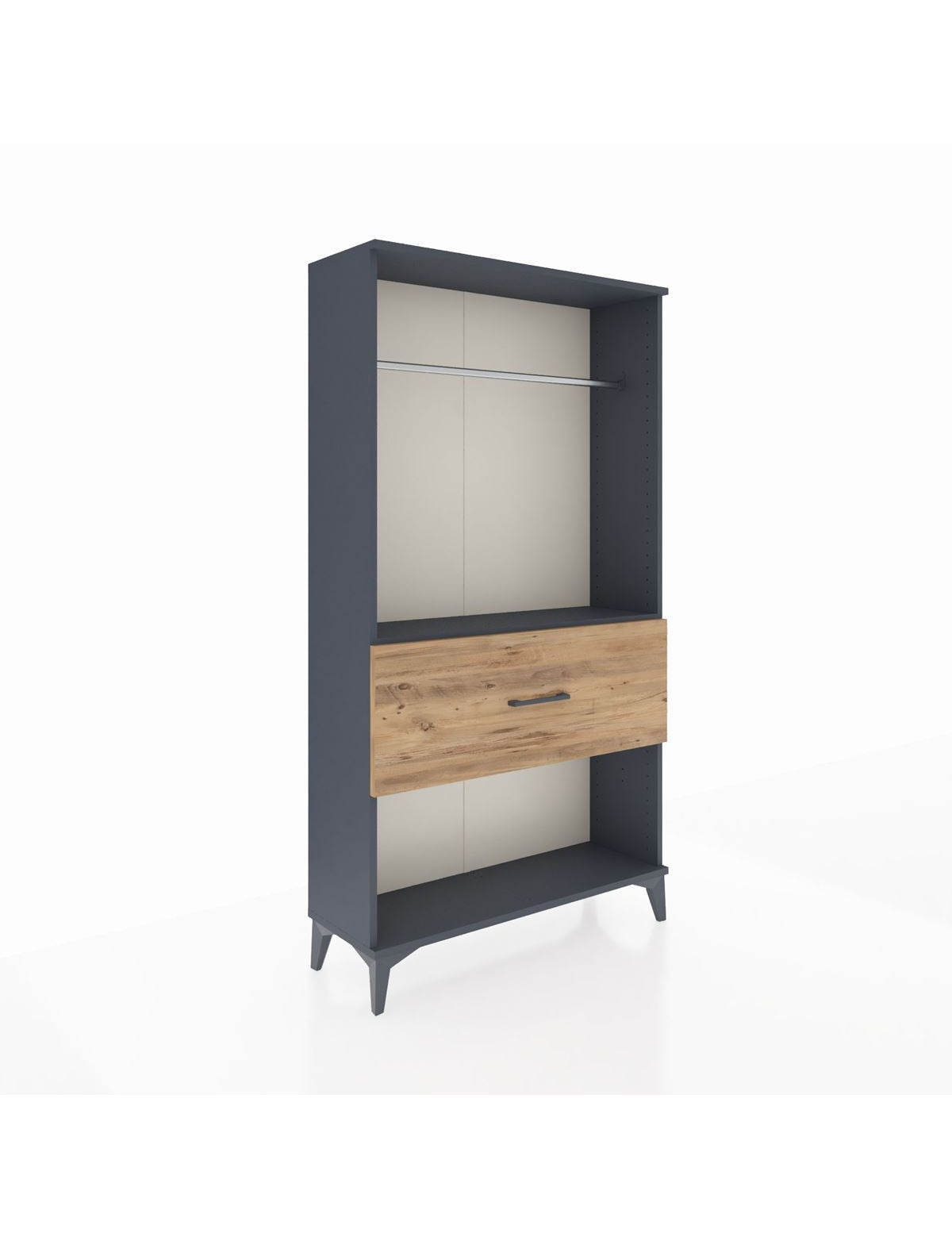 Arges Dolap Tek Raflı Tek Çekmeceli Tek Askılı 88x30x163 Antrasit-Çam