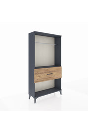 Arges Dolap Tek Raflı Tek Çekmeceli Tek Askılı 88x30x163 Antrasit-Çam