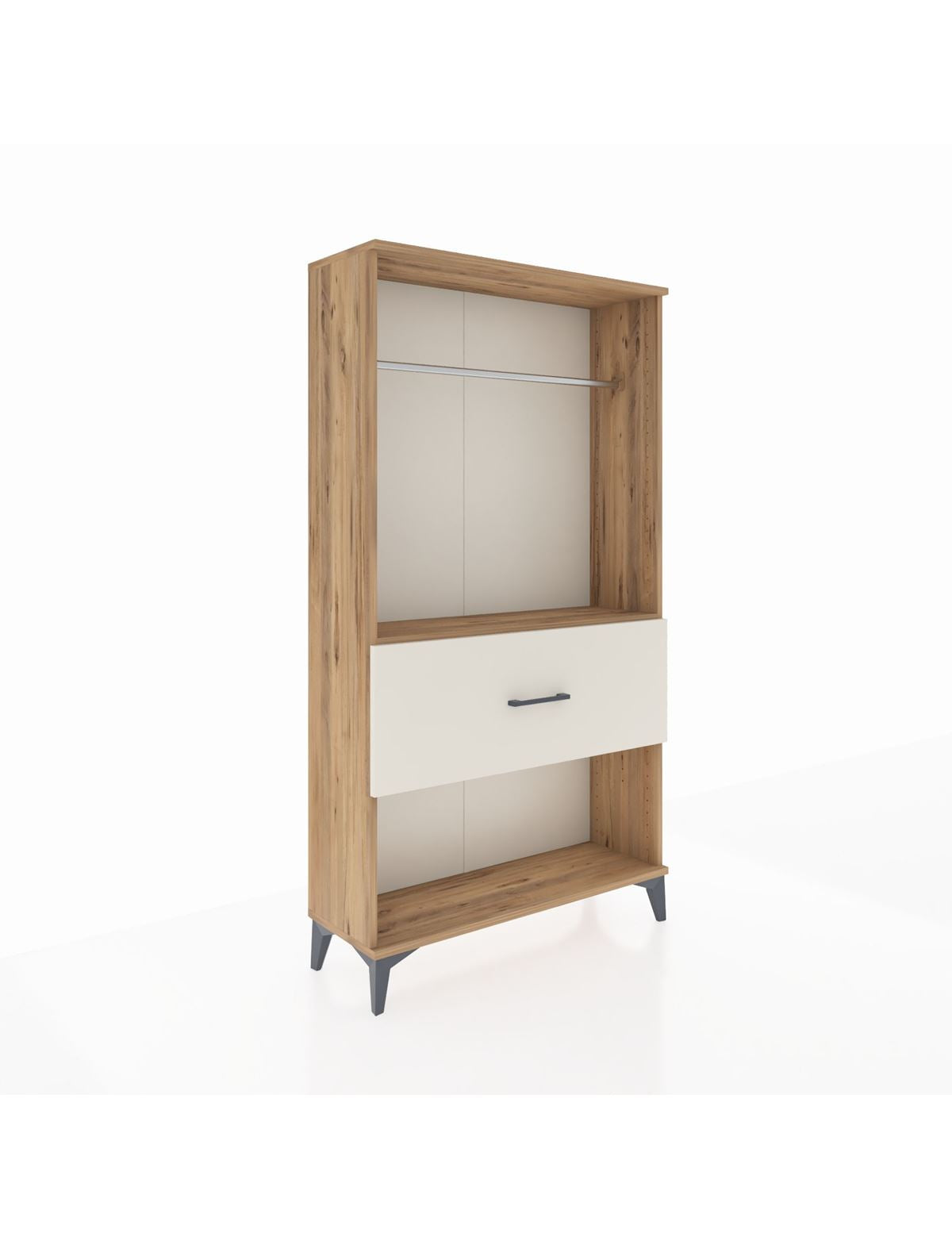 Arges Dolap Tek Raflı Tek Çekmeceli Tek Askılı 88x30x163 Çam-Aytaşı