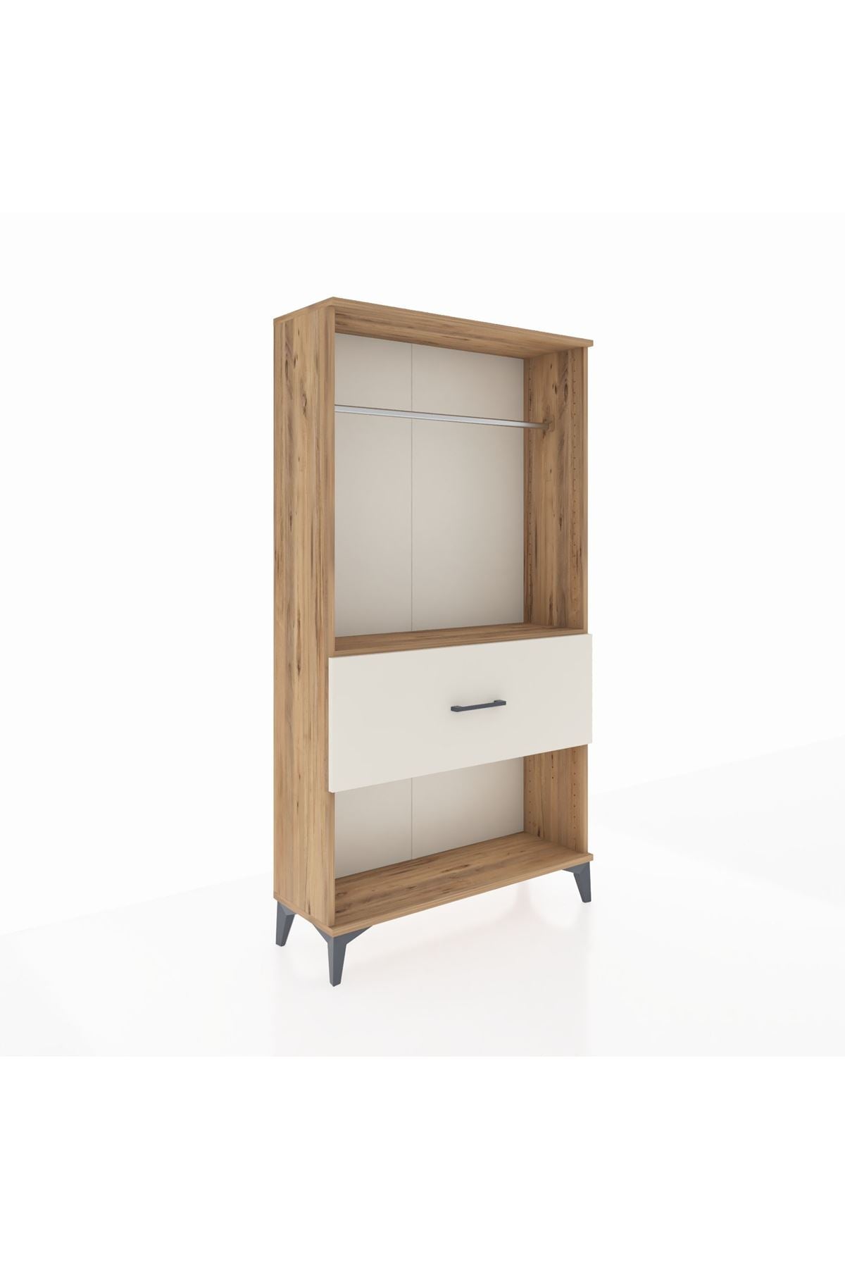 Arges Dolap Tek Raflı Tek Çekmeceli Tek Askılı 88x30x163 Çam-Aytaşı
