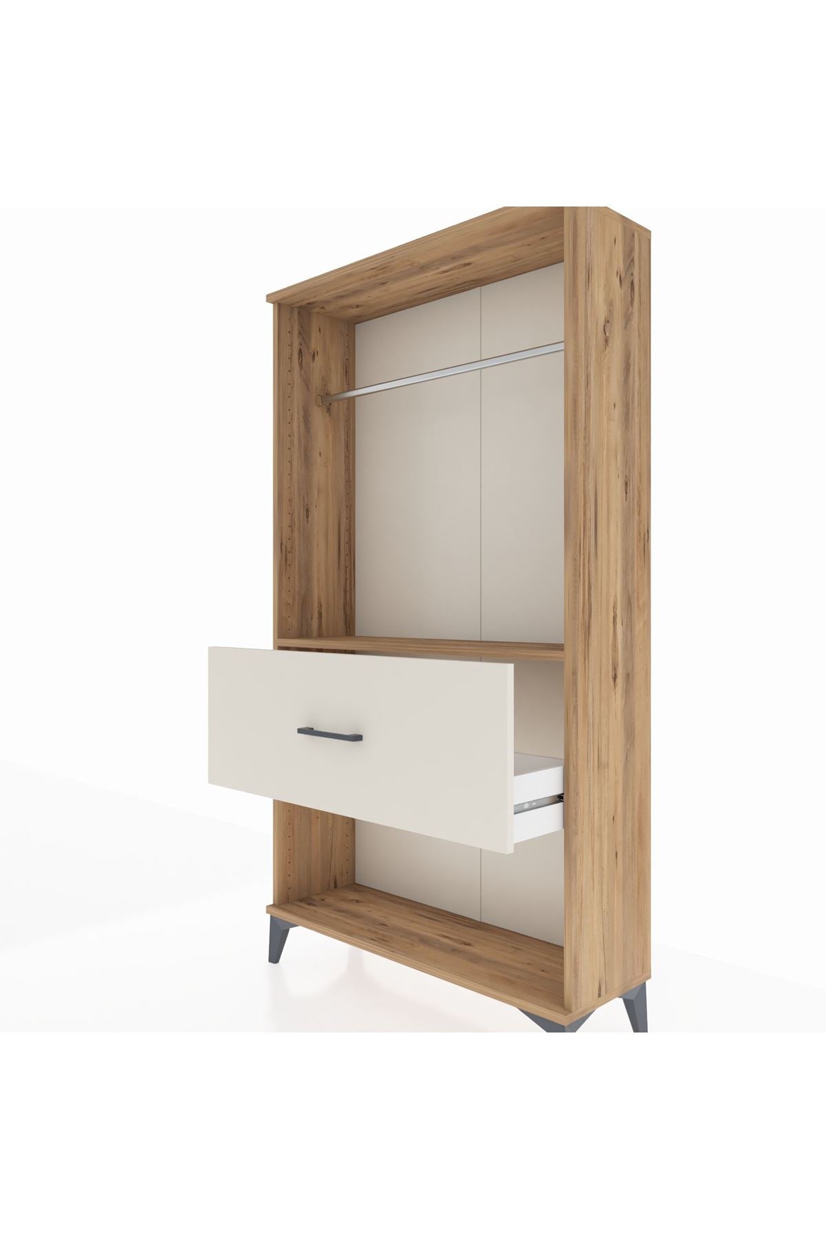Arges Dolap Tek Raflı Tek Çekmeceli Tek Askılı 88x30x163 Çam-Aytaşı