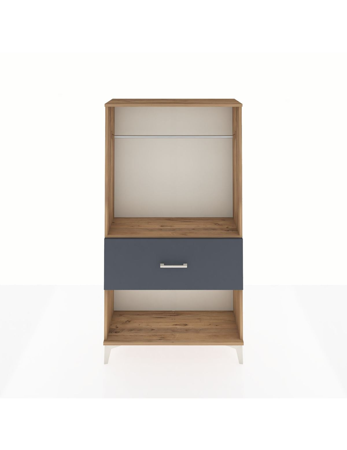 Arges Dolap Tek Raflı Tek Çekmeceli Tek Askılı 88x30x163 Çam-Antrasit