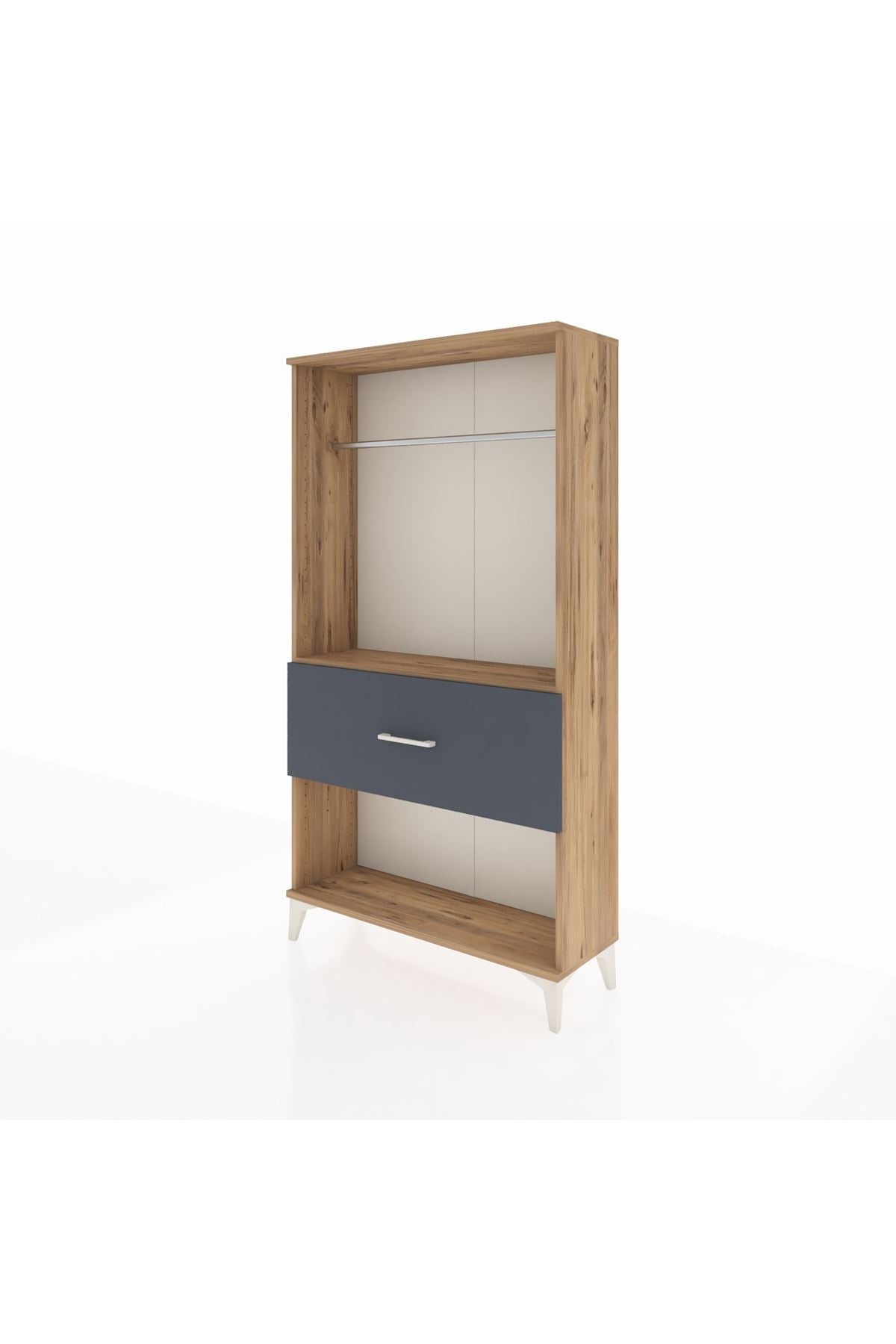 Arges Dolap Tek Raflı Tek Çekmeceli Tek Askılı 88x30x163 Çam-Antrasit
