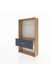 Arges Dolap Tek Raflı Tek Çekmeceli Tek Askılı 88x30x163 Çam-Antrasit