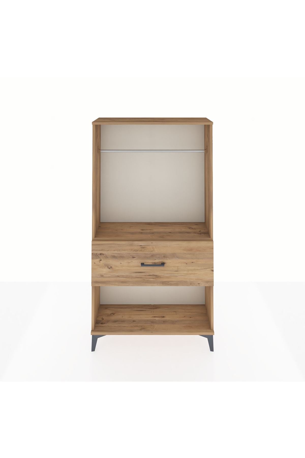 Arges Dolap Tek Raflı Tek Çekmeceli Tek Askılı 88x30x163 Çam-Çam