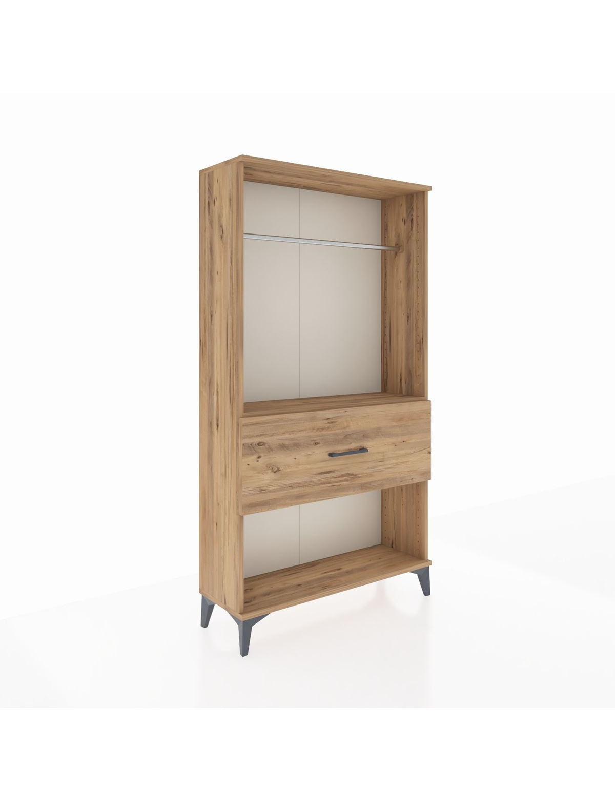 Arges Dolap Tek Raflı Tek Çekmeceli Tek Askılı 88x30x163 Çam-Çam