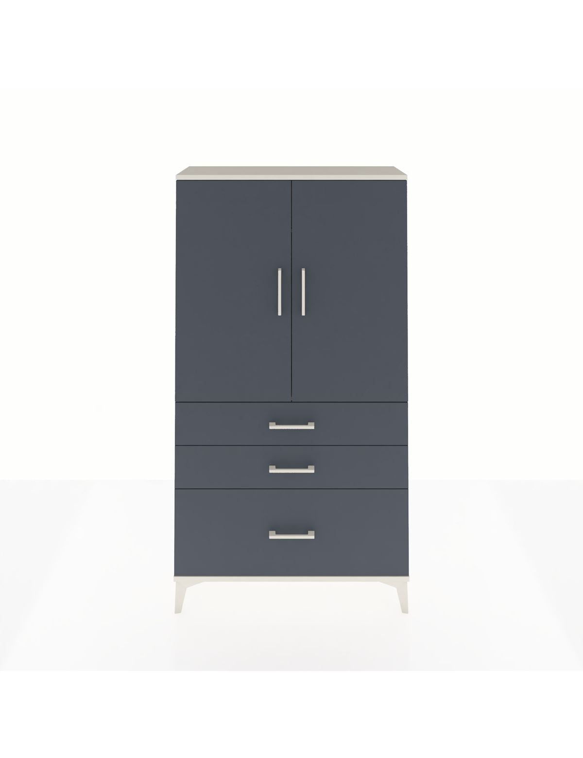 Arges Dolap Tek Raflı 3 Çekmeceli Tek Askılı 88x30x163 Aytaşı-Antrasit