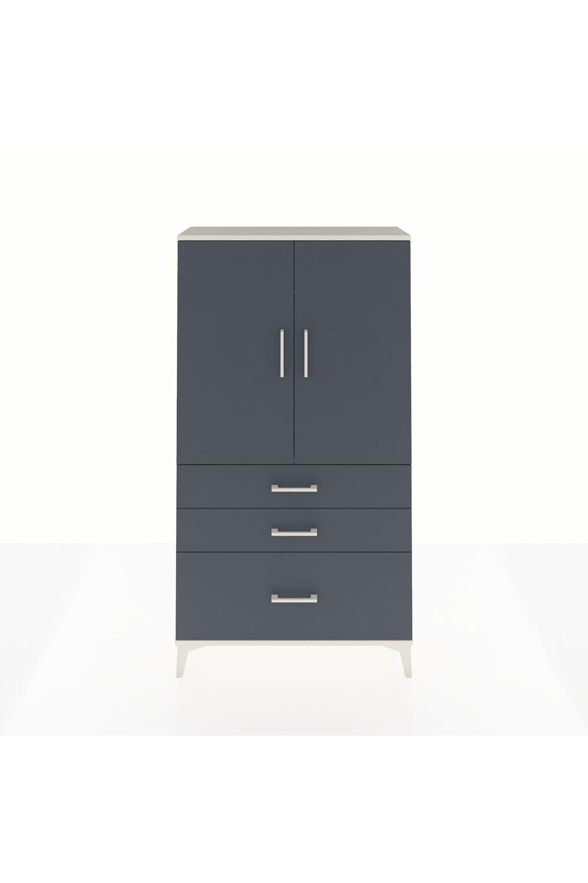 Arges Dolap Tek Raflı 3 Çekmeceli Tek Askılı 88x30x163 Aytaşı-Antrasit