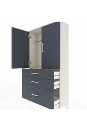 Arges Dolap Tek Raflı 3 Çekmeceli Tek Askılı 88x30x163 Aytaşı-Antrasit