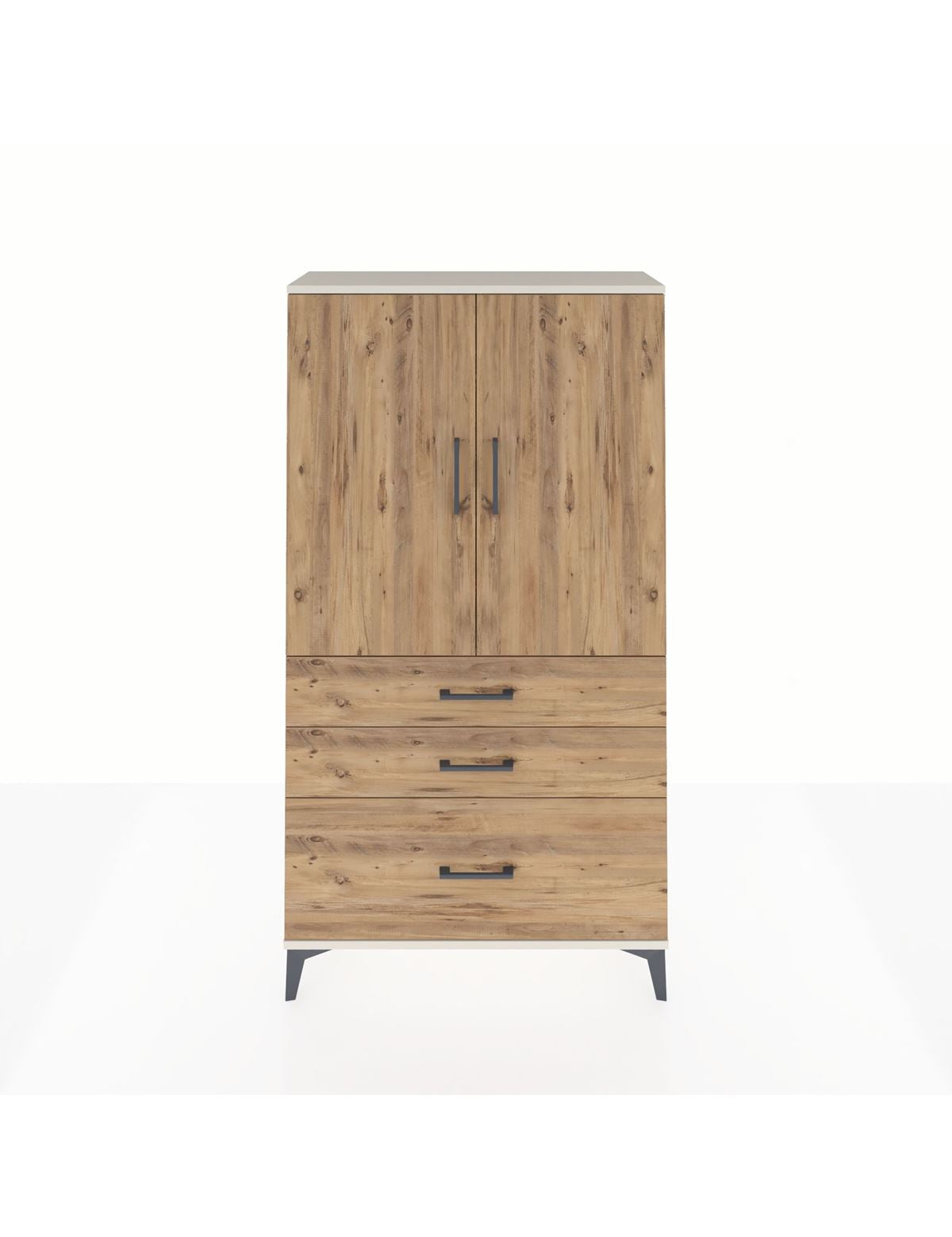 Arges Dolap Tek Raflı 3 Çekmeceli Tek Askılı 88x30x163 Aytaşı-Çam