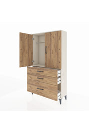 Arges Dolap Tek Raflı 3 Çekmeceli Tek Askılı 88x30x163 Aytaşı-Çam
