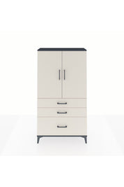 Arges Dolap Tek Raflı 3 Çekmeceli Tek Askılı 88x30x163 Antrasit-Aytaşı