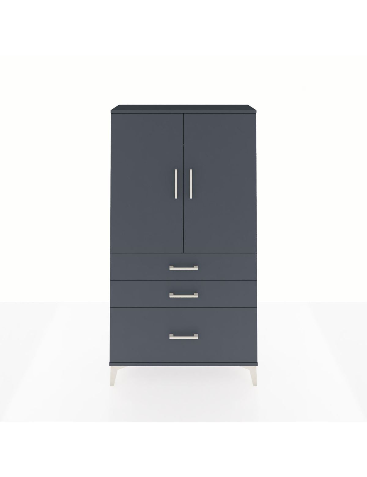 Arges Dolap Tek Raflı 3 Çekmeceli Tek Askılı 88x30x163 Antrasit-Antrasit