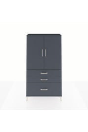 Arges Dolap Tek Raflı 3 Çekmeceli Tek Askılı 88x30x163 Antrasit-Antrasit