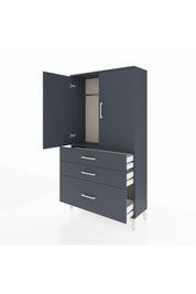 Arges Dolap Tek Raflı 3 Çekmeceli Tek Askılı 88x30x163 Antrasit-Antrasit