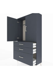 Arges Dolap Tek Raflı 3 Çekmeceli Tek Askılı 88x30x163 Antrasit-Antrasit